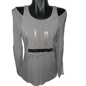 Karv Movement Gray Long Sleeve Activewear Top With Cutout Designs XL